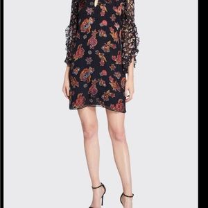 Alice + Olivia Black Red Long Sleeve Sheath Dress